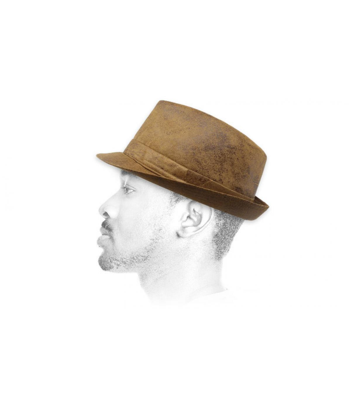 leather trilby Carpino Fintap beige leather trilby Carpino Fintap beige